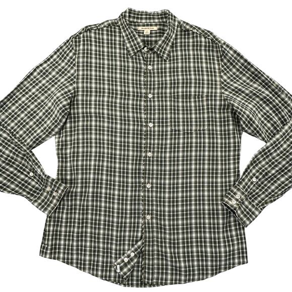 John Varvatos Star USA Slim Fit Button Up Mens XL Raw Edge Green Plaid Hong Kong - Picture 1 of 14
